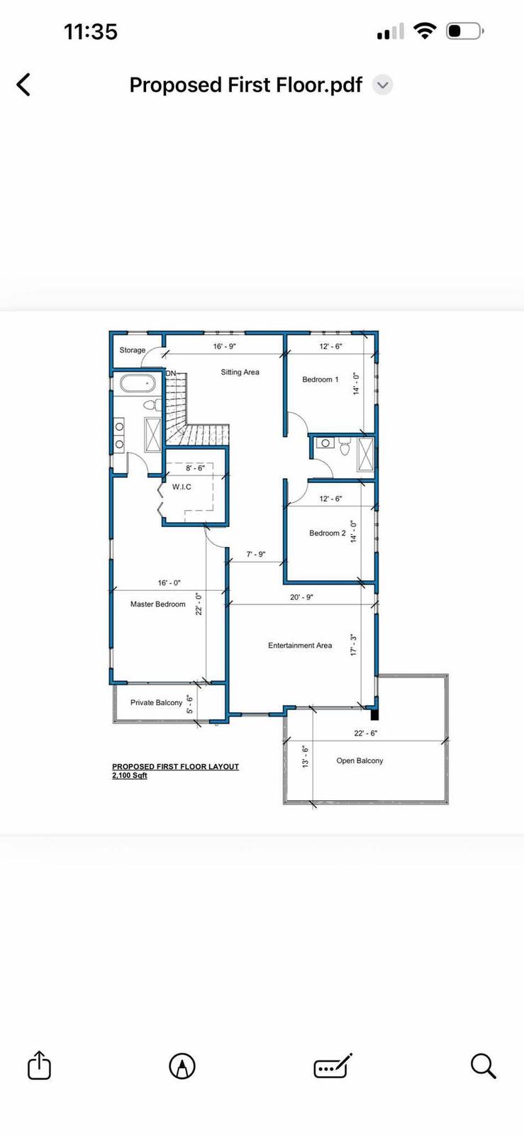 Proposed First Floor blueprint — 2,100 sqft Jamaica