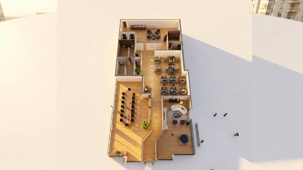 Bowmanville Cafe render — Concept 1, true to original layout