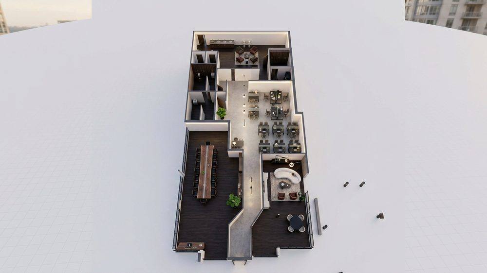 Bowmanville Cafe render — Concept 2, creative reinterpretation with outdoor patio